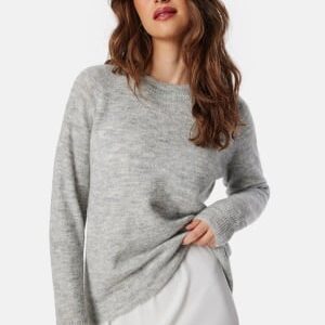 SELECTED FEMME Slflulu LS Knit O-Neck Light Grey Melange M