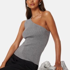 SELECTED FEMME Lura Lurex One Shoulder Knit Top Medium Grey Melange XL