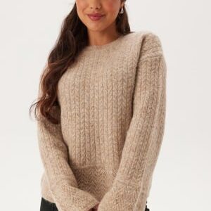 SELECTED FEMME Slfalva Structure Ls Knit O-neck Irish Cream Detail:birch L