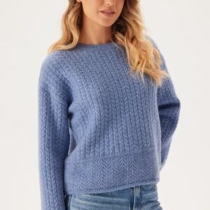 SELECTED FEMME Slfalva Structure Ls Knit O-neck Endless Sky Detail:MELANGE XS