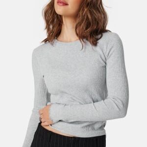 SELECTED FEMME Slfanna LS Crew Neck Tee Light Grey Melange S