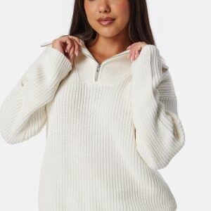 SELECTED FEMME Slfbloomie Ls Knit Half Zip Snow White L