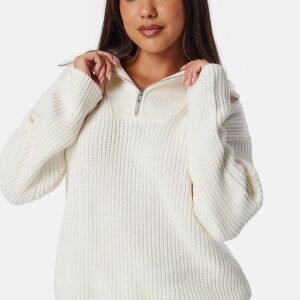 SELECTED FEMME Slfbloomie Ls Knit Half Zip Snow White M