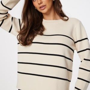 SELECTED FEMME Slfliva LS Knit O-Neck Birch Stripes:Black XXXL