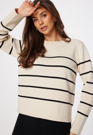 SELECTED FEMME Slfliva LS Knit O-Neck Birch Stripes:Black XXXL