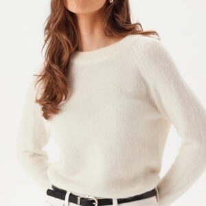 SELECTED FEMME Slflulu LS Knit O-Neck Snow White Detail:MELANGE L