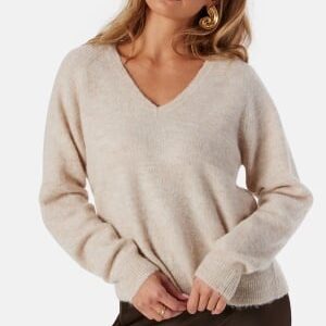 SELECTED FEMME Slflulu New Ls Knit V-neck B Birch Detail:melange XL