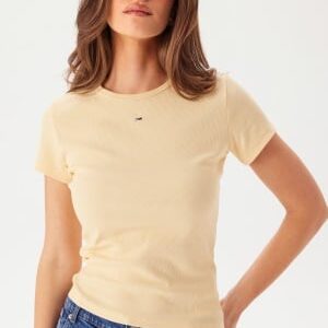 TOMMY JEANS Tjw Slim Essential Rib Ss  ZGA Custard Cream S