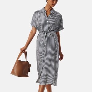 VERO MODA Bumby SS Calf Shirt Dress Snow White Stripes:I XS