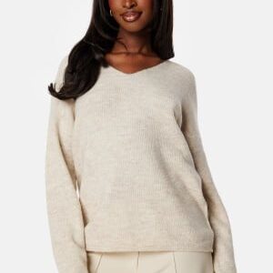 VERO MODA Vmcrewlefile V-Neck Pullover Beige/Grey L