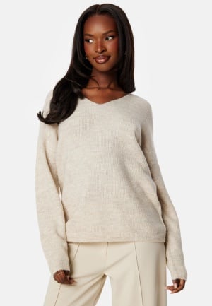 VERO MODA Vmcrewlefile V-Neck Pullover Beige/Grey M