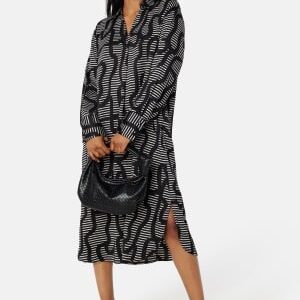 VERO MODA Daisy L/S V-Neck Calf Dress Black AOP: Hia S