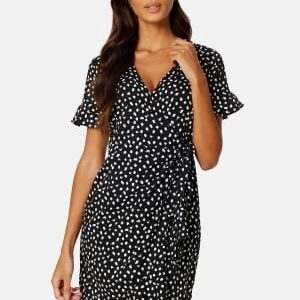 VERO MODA Henna Dot 3/4 Wrap Dress Black XS