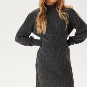 VERO MODA Vera LS Short Knit Dress Asphalt Detail:Melange S