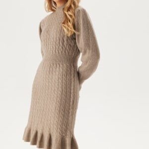 VERO MODA Vera LS Short Knit Dress Moon Rock Detail:Melange XL