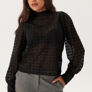 VERO MODA Vmbecca Ls High Neck Lace Top Black XS