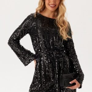 VERO MODA Vmefa Ls Short Dress Black Detail:black Sequins XS