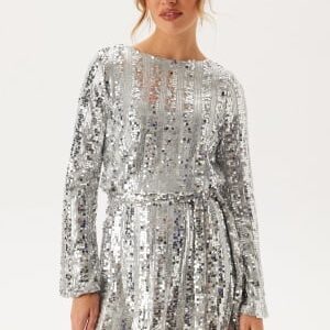 VERO MODA Vmefa Ls Short Dress Silver Detail:sequins S