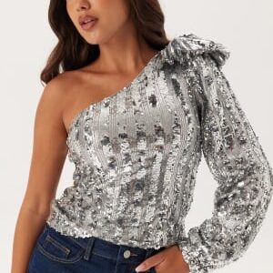 VERO MODA Vmefi One Shoulder Ls Top Silver Colour M