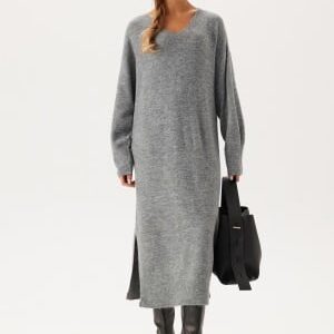 VERO MODA Vmjupiter Ls V-neck Calf Dress Medium Grey Melange S