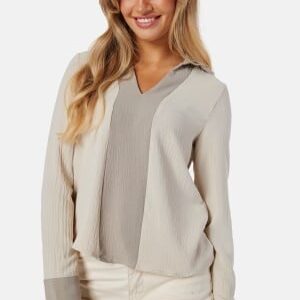 VERO MODA Vmwigga L/S CONTRAST TOP Pumice Stone Det:Moon Rock Ctr S