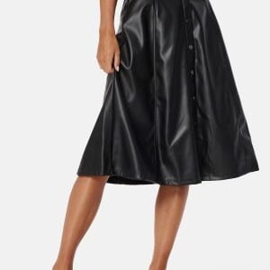 VILA Brown HW Coated Skirt Black 36