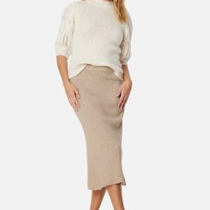 VILA Comfy A-Line Knit Skirt Natural Melange XL