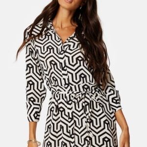 VILA Daca Sana L/S Midi Calf Shirt Dress Black AOP:SANA 38