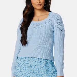 VILA Emmy Sweetheart L/S Knit Top Kentucky blue XS