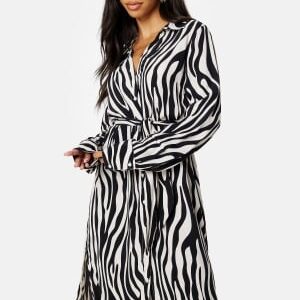 VILA Fini L/S Midi Shirt Dress Black AOP:ELINO W. W 36