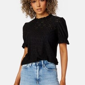 VILA Vikawa S/S Flounce Top Black S