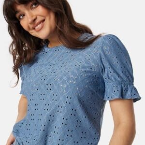 VILA Vikawa S/S Flounce Top Cornflower blue XXL