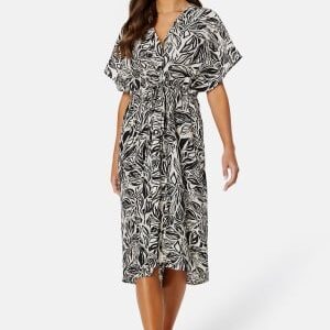 VILA Limia Maya S/S Midi Dress Birch AOP:Maya black 34