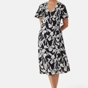 VILA Vilovie S/S Wrap Midi Dress Black/Patterned 34