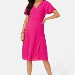 VILA Vilovie S/S Wrap Midi Dress Pink Yarrow 34