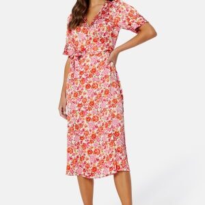 VILA Naria S/S Wrap Midi Dress Tigerlily AOP:MIS 34