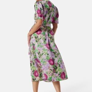 VILA Naria S/S Wrap Midi Dress Fern Green AOP:Fern 36