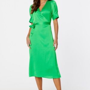 VILA Naria S/S Wrap Midi Dress Green Bee 36