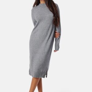 VILA Ril Crew Neck Midi Dress Medium Grey Melange XS