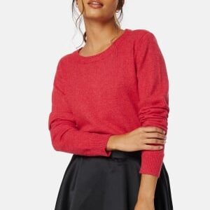 VILA Viril O-neck L/S Knit Top Barbados Cherry XS