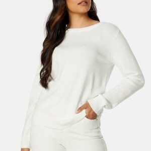 VILA Viril O-neck L/S Knit Top White Alyssum XXL