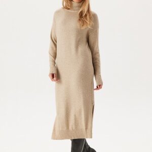 VILA Rill Roll Neck L/S Midi Dress Natural Melange XL