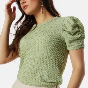 VILA Vianine S/S Puff Sleeve top Swamp S