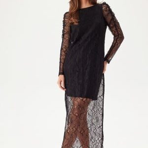 VILA Vibiana Lace L/S ANKLE DRESS A Black Beauty 36