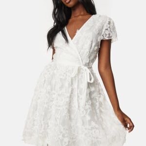 VILA Viedda V-neck S/S Lace Short Dress Cloud Dancer 44