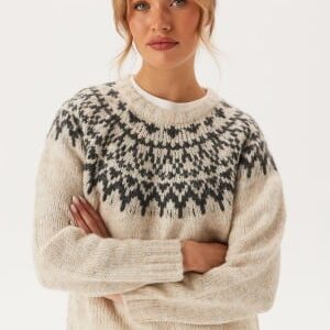 VILA Viejla O-neck L/S JACQUARD KNI Super Light Natural Me Pattern L