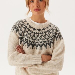 VILA Viejla O-neck L/S JACQUARD KNI Super Light Natural Me Pattern M