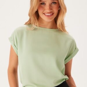 VILA Viellette S/S Satin Top Slit Green 34