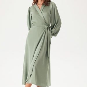 VILA Vienna Ravenna L/S Ankle Wrap Dress Green Milieu 36