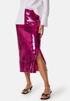 VILA Vietta midi sequin skirt Fuchsia Purple 40